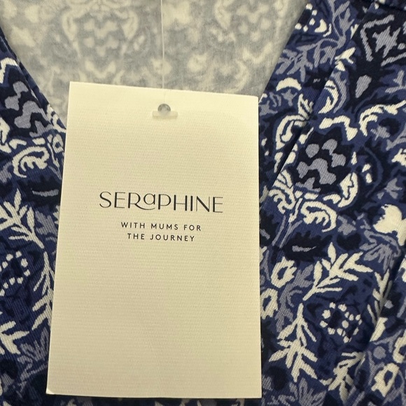 Seraphine Mediterranean Blue Maternity And Nursing Dress Size XS Wrap Front NWT - Picture 5 of 8